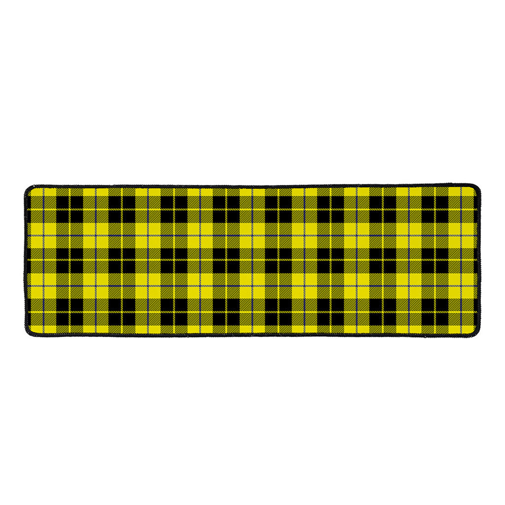 Yellow Black And Blue Tartan Print Long Kitchen Mat