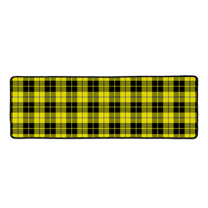 Yellow Black And Blue Tartan Print Long Kitchen Mat