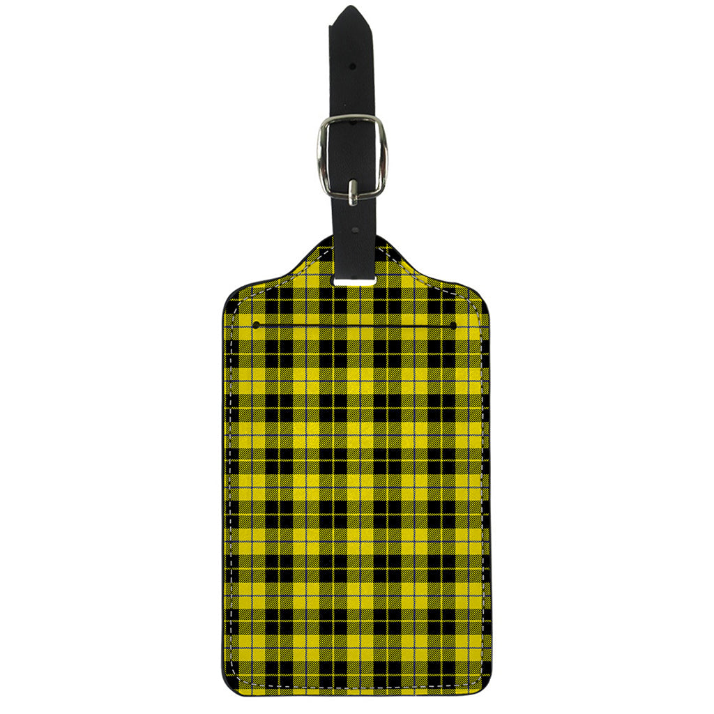 Yellow Black And Blue Tartan Print Luggage Tag