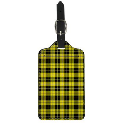 Yellow Black And Blue Tartan Print Luggage Tag