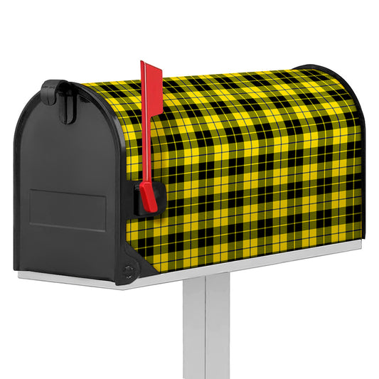 Yellow Black And Blue Tartan Print Mailbox Cover