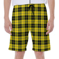 Yellow Black And Blue Tartan Print Men's Beach Shorts
