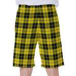 Yellow Black And Blue Tartan Print Men's Beach Shorts