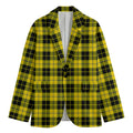 Yellow Black And Blue Tartan Print Men's Blazer