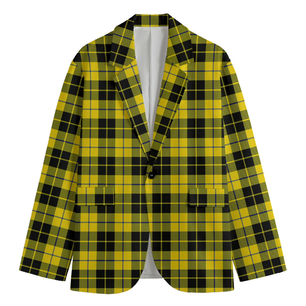 Yellow Black And Blue Tartan Print Men's Blazer