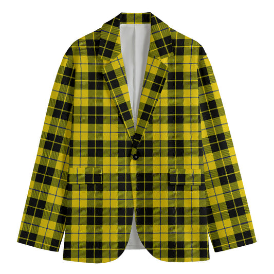 Yellow Black And Blue Tartan Print Men's Blazer