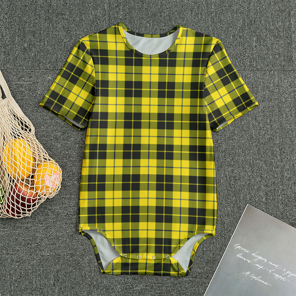 Yellow Black And Blue Tartan Print Men's Bodysuit