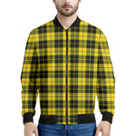 Yellow Black And Blue Tartan Print Men's Bomber Jacket