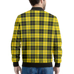 Yellow Black And Blue Tartan Print Men's Bomber Jacket