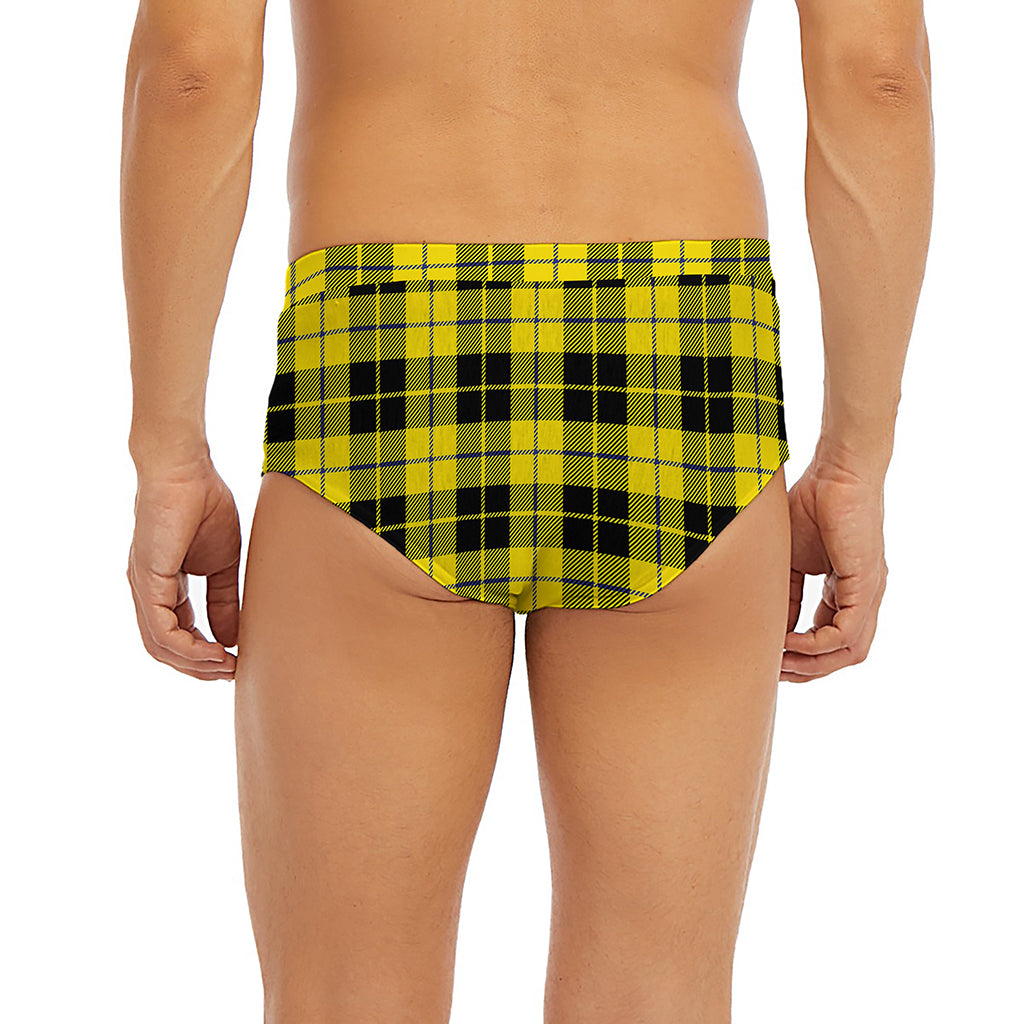Yellow Black And Blue Tartan Print Men's Briefs