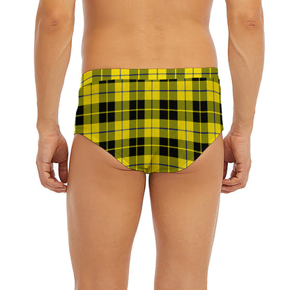 Yellow Black And Blue Tartan Print Men's Briefs