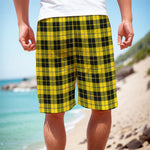 Yellow Black And Blue Tartan Print Men's Cargo Shorts