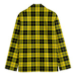 Yellow Black And Blue Tartan Print Men's Cotton Blazer