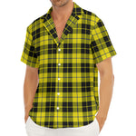 Yellow Black And Blue Tartan Print Men's Deep V-Neck Shirt