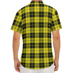 Yellow Black And Blue Tartan Print Men's Deep V-Neck Shirt