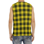 Yellow Black And Blue Tartan Print Men's Fitness Tank Top