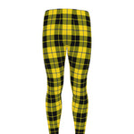 Yellow Black And Blue Tartan Print Men's leggings
