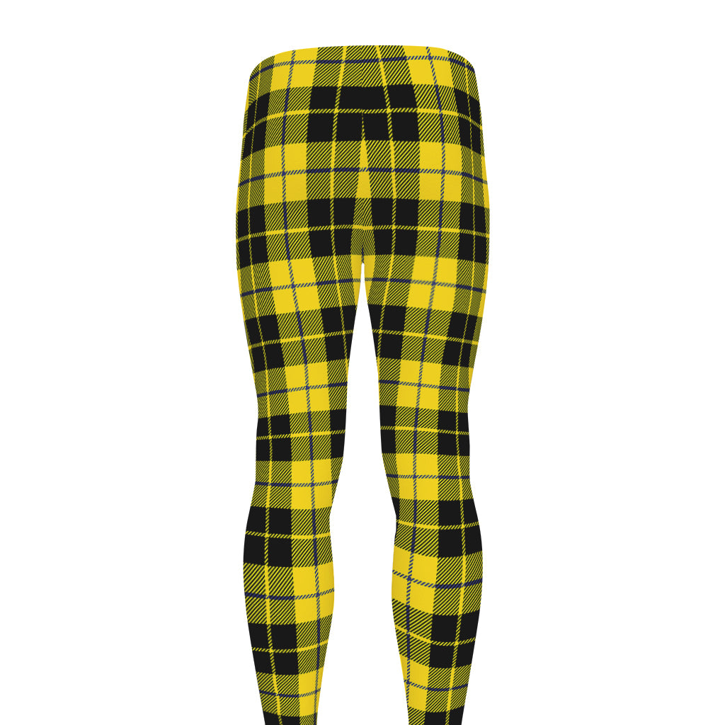 Yellow Black And Blue Tartan Print Men's leggings