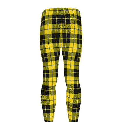 Yellow Black And Blue Tartan Print Men's leggings