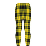 Yellow Black And Blue Tartan Print Men's leggings