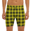 Yellow Black And Blue Tartan Print Men's Long Boxer Briefs