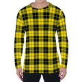 Yellow Black And Blue Tartan Print Men's Long Sleeve T-Shirt