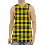 Yellow Black And Blue Tartan Print Men's Muscle Tank Top