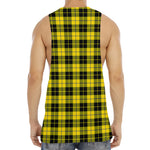 Yellow Black And Blue Tartan Print Men's Muscle Tank Top