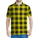 Yellow Black And Blue Tartan Print Men's Polo Shirt