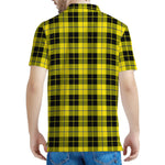 Yellow Black And Blue Tartan Print Men's Polo Shirt