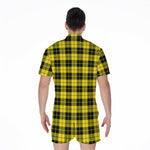 Yellow Black And Blue Tartan Print Men's Rompers