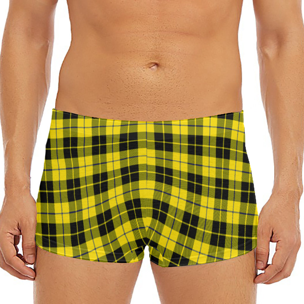 Yellow Black And Blue Tartan Print Men's Short Boxer Briefs