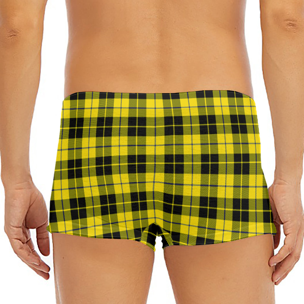 Yellow Black And Blue Tartan Print Men's Short Boxer Briefs