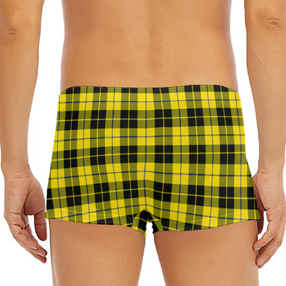 Yellow Black And Blue Tartan Print Men's Short Boxer Briefs