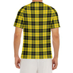 Yellow Black And Blue Tartan Print Men's Short Sleeve Rash Guard