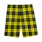 Yellow Black And Blue Tartan Print Men's Sports Shorts