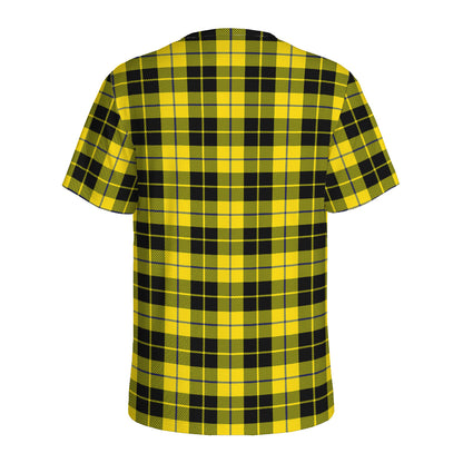Yellow Black And Blue Tartan Print Men's Sports T-Shirt