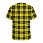 Yellow Black And Blue Tartan Print Men's Sports T-Shirt