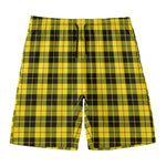 Yellow Black And Blue Tartan Print Men's Swim Trunks