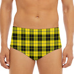 Yellow Black And Blue Tartan Print Men's Triangle Swim Briefs