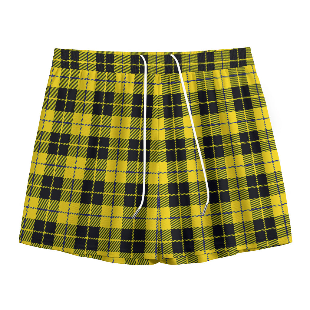 Yellow Black And Blue Tartan Print Mesh Shorts