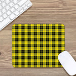 Yellow Black And Blue Tartan Print Mouse Pad