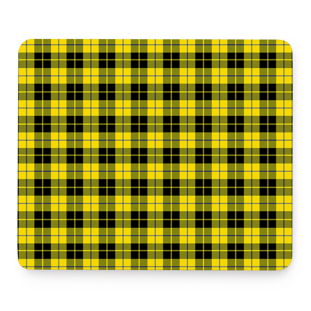 Yellow Black And Blue Tartan Print Mouse Pad