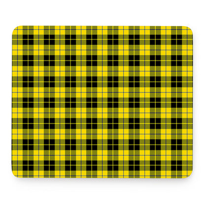 Yellow Black And Blue Tartan Print Mouse Pad