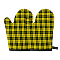 Yellow Black And Blue Tartan Print Oven Mitts