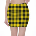 Yellow Black And Blue Tartan Print Pencil Mini Skirt