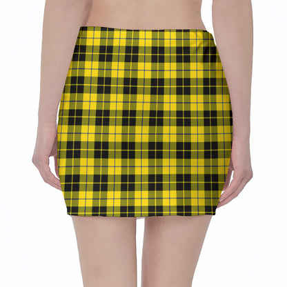 Yellow Black And Blue Tartan Print Pencil Mini Skirt
