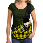 Yellow Black And Blue Tartan Print Pet Sling Carrier