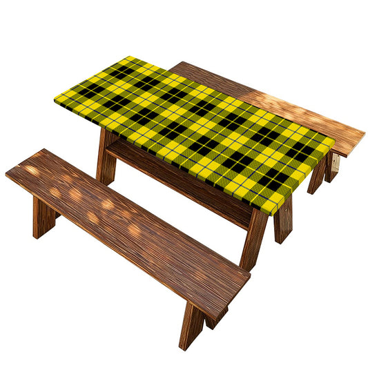 Yellow Black And Blue Tartan Print Picnic Table Cover
