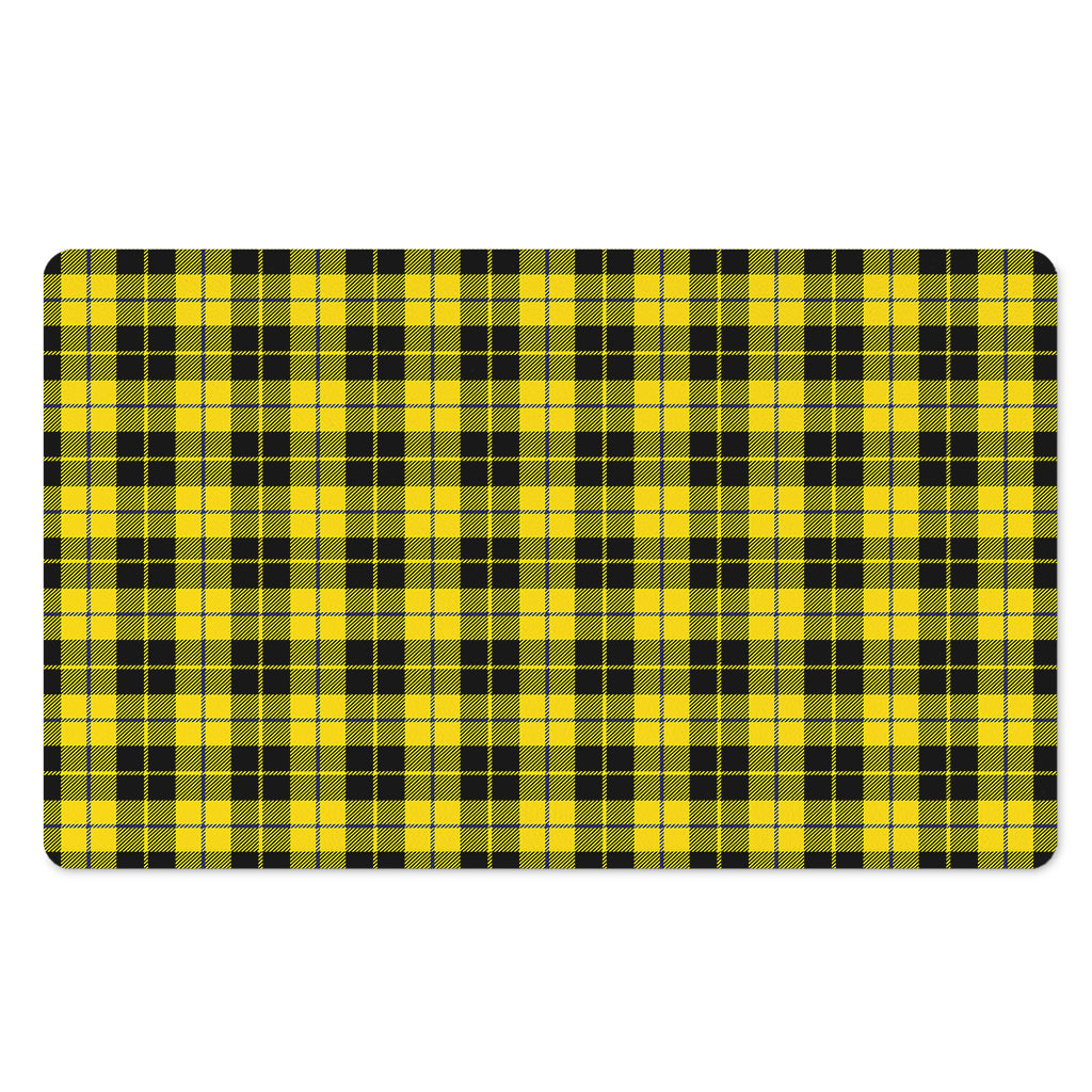 Yellow Black And Blue Tartan Print Polyester Doormat